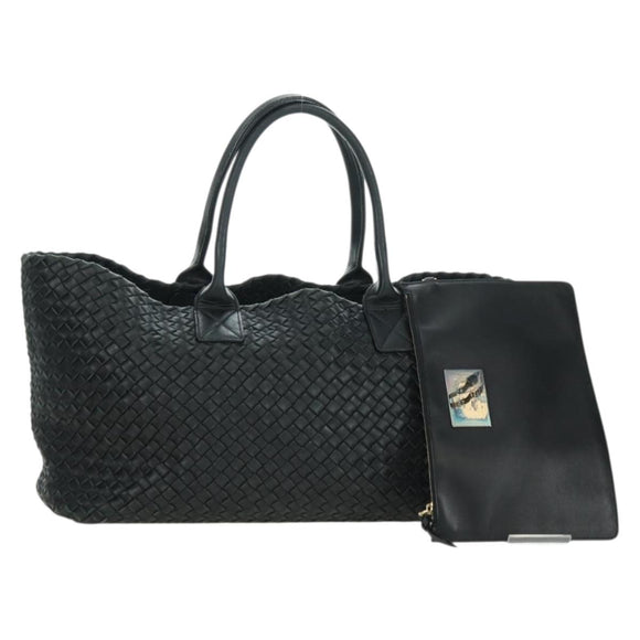 BOTTEGA VENETA INTRECCIATO Cabas MM Hand Bag Leather Black Auth yk20314SAV