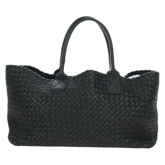 BOTTEGA VENETA INTRECCIATO Cabas MM Hand Bag Leather Black Auth yk20314SAV