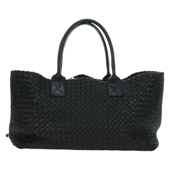 BOTTEGA VENETA INTRECCIATO Cabas MM Hand Bag Leather Black Auth yk20314SAV