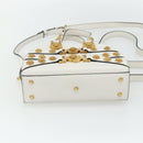 VERSACE Hand Bag Leather 2way White Gold Auth yk20316A-5