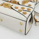 VERSACE Hand Bag Leather 2way White Gold Auth yk20316A-10