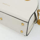 VERSACE Hand Bag Leather 2way White Gold Auth yk20316A-16