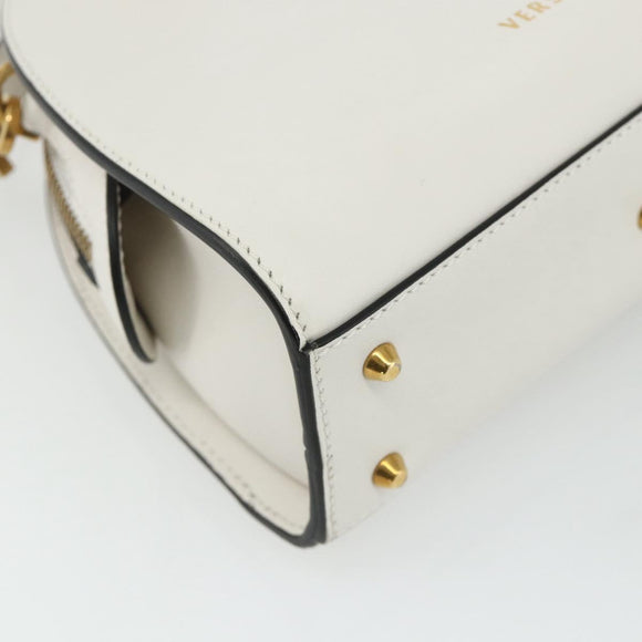 VERSACE Hand Bag Leather 2way White Gold Auth yk20316A