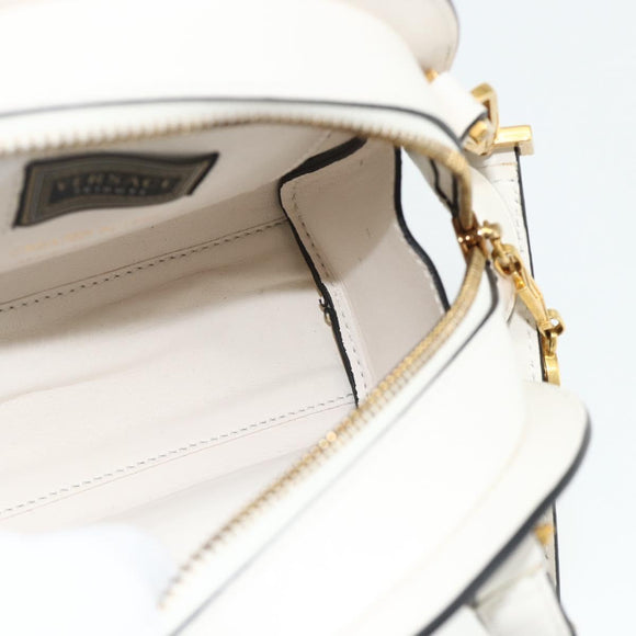 VERSACE Hand Bag Leather 2way White Gold Auth yk20316A