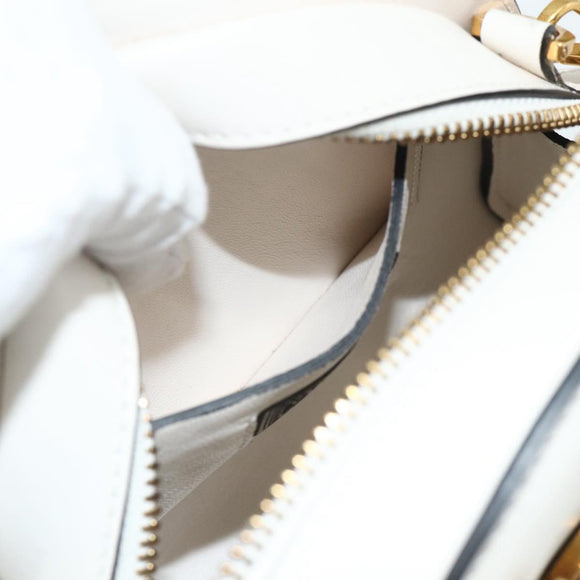 VERSACE Hand Bag Leather 2way White Gold Auth yk20316A