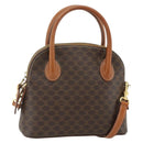 CELINE Macadam Canvas Hand Bag PVC Leather 2way Brown Gold Auth yk20319A-1