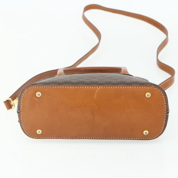 CELINE Macadam Canvas Hand Bag PVC Leather 2way Brown Gold Auth yk20319A