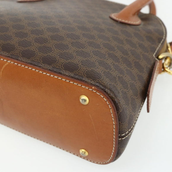CELINE Macadam Canvas Hand Bag PVC Leather 2way Brown Gold Auth yk20319A