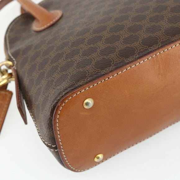 CELINE Macadam Canvas Hand Bag PVC Leather 2way Brown Gold Auth yk20319A