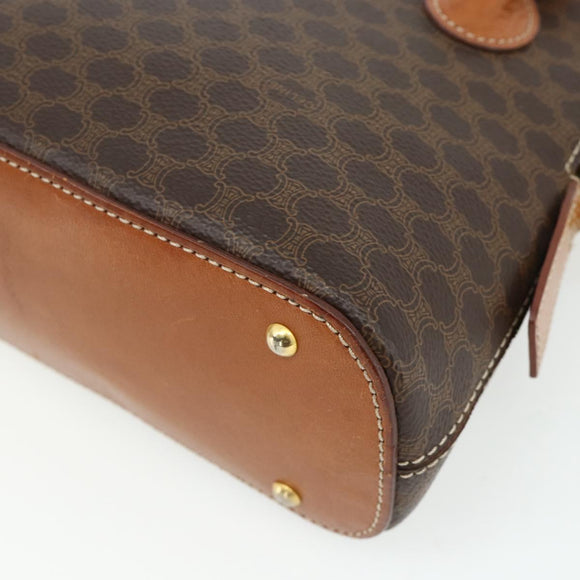 CELINE Macadam Canvas Hand Bag PVC Leather 2way Brown Gold Auth yk20319A