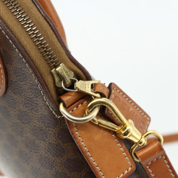 CELINE Macadam Canvas Hand Bag PVC Leather 2way Brown Gold Auth yk20319A