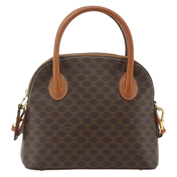 CELINE Macadam Canvas Hand Bag PVC Leather 2way Brown Gold Auth yk20319A