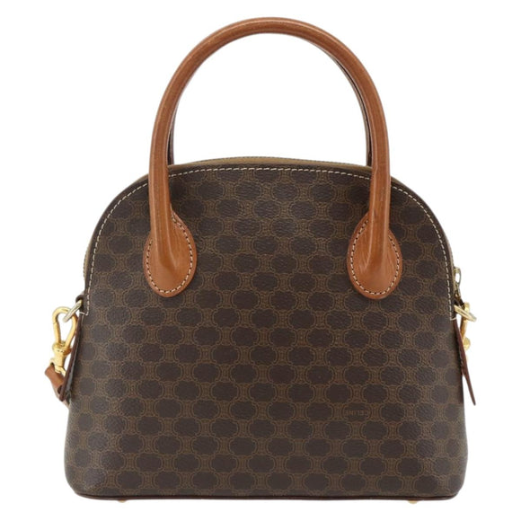 CELINE Macadam Canvas Hand Bag PVC Leather 2way Brown Gold Auth yk20319A