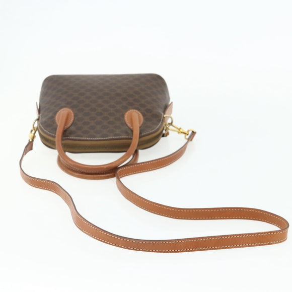 CELINE Macadam Canvas Hand Bag PVC Leather 2way Brown Gold Auth yk20319A