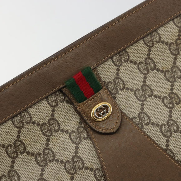 GUCCI GG Supreme Web Sherry Line Bag PVC Beige Gold 89 01 033 Auth yk20320