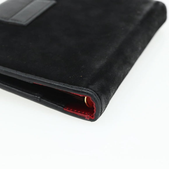 FENDI Day Planner Cover Suede Black Gold Auth yk20321