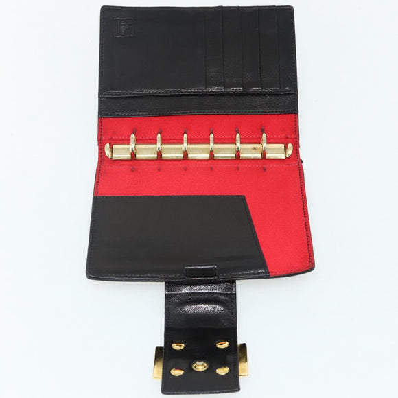 FENDI Day Planner Cover Suede Black Gold Auth yk20321