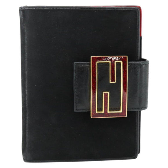 FENDI Day Planner Cover Suede Black Gold Auth yk20321