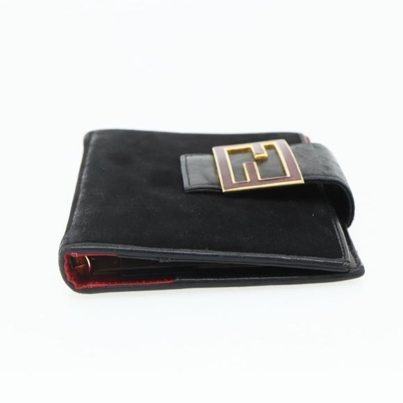 FENDI Day Planner Cover Suede Black Gold Auth yk20321