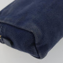 PRADA Pouch Canvas Navy Gold Auth yk20322-16