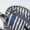 PRADA Pouch Canvas Navy Gold Auth yk20322-19