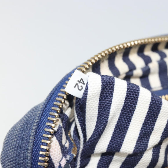 PRADA Pouch Canvas Navy Gold Auth yk20322