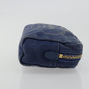PRADA Pouch Canvas Navy Gold Auth yk20322-3