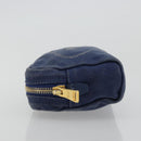 PRADA Pouch Canvas Navy Gold Auth yk20322-4