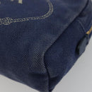 PRADA Pouch Canvas Navy Gold Auth yk20322-7