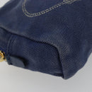 PRADA Pouch Canvas Navy Gold Auth yk20322-14