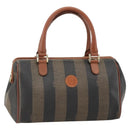 FENDI Pecan Canvas Hand Bag PVC Black Brown Auth yk20326-1