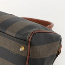 FENDI Pecan Canvas Hand Bag PVC Black Brown Auth yk20326-10