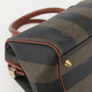 FENDI Pecan Canvas Hand Bag PVC Black Brown Auth yk20326-11