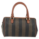 FENDI Pecan Canvas Hand Bag PVC Black Brown Auth yk20326-3