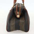 FENDI Pecan Canvas Hand Bag PVC Black Brown Auth yk20326-4