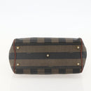 FENDI Pecan Canvas Hand Bag PVC Black Brown Auth yk20326-9