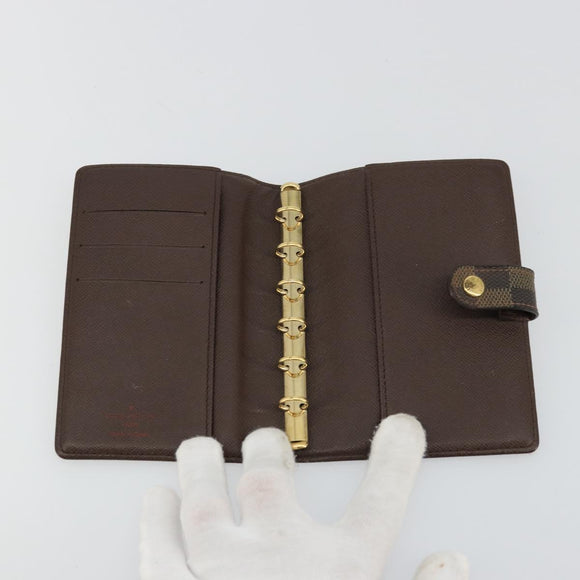 LOUIS VUITTON Damier Ebene Agenda PM Day Planner Cover R20700 LV Auth yk20327