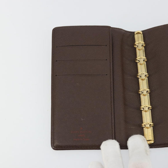 LOUIS VUITTON Damier Ebene Agenda PM Day Planner Cover R20700 LV Auth yk20327
