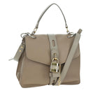 Chloe Abbey Hand Bag Leather 2way Beige Gold Silver Auth yk20329A-1