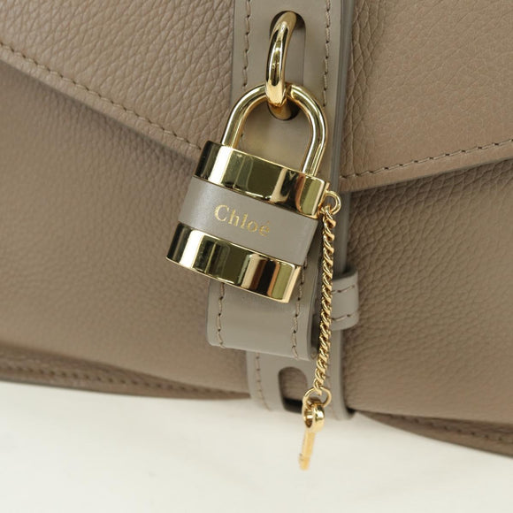 Chloe Abbey Hand Bag Leather 2way Beige Gold Silver Auth yk20329A