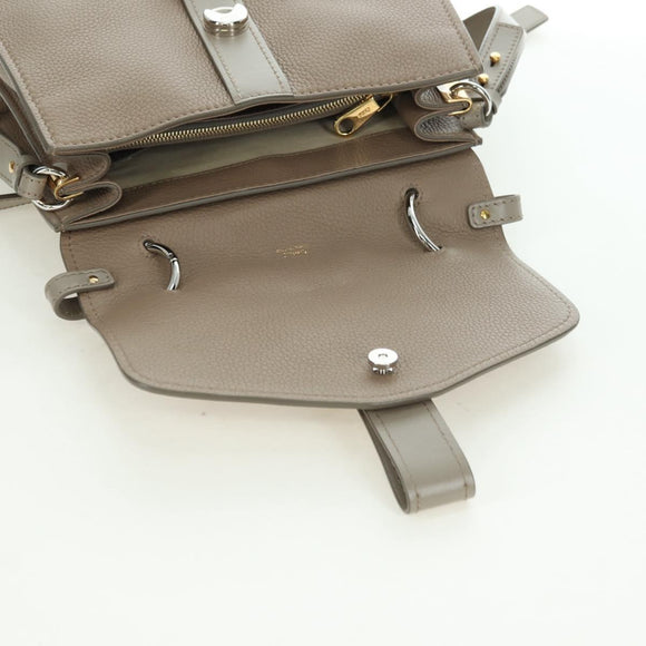 Chloe Abbey Hand Bag Leather 2way Beige Gold Silver Auth yk20329A