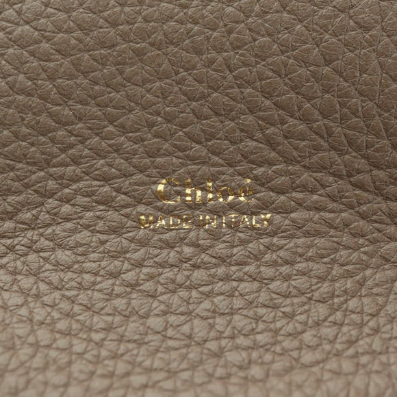 Chloe Abbey Hand Bag Leather 2way Beige Gold Silver Auth yk20329A