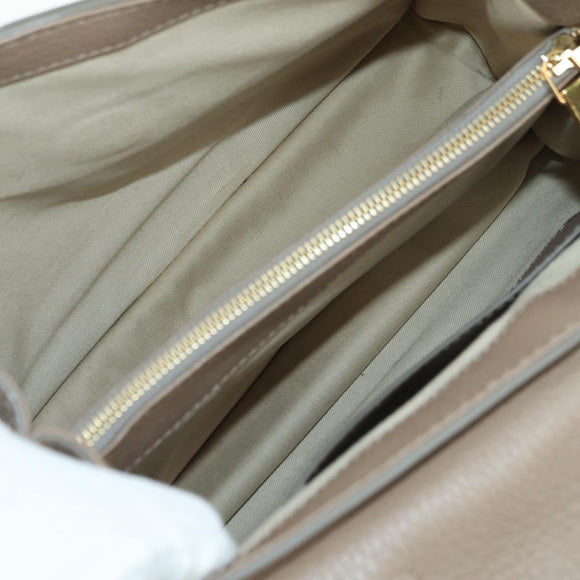 Chloe Abbey Hand Bag Leather 2way Beige Gold Silver Auth yk20329A