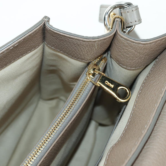 Chloe Abbey Hand Bag Leather 2way Beige Gold Silver Auth yk20329A