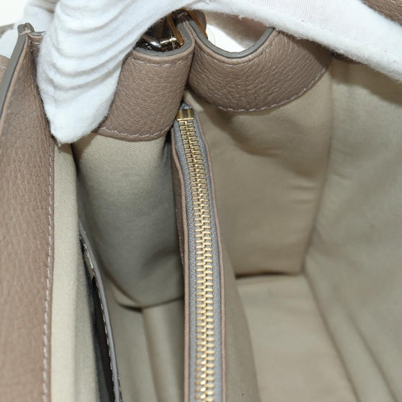 Chloe Abbey Hand Bag Leather 2way Beige Gold Silver Auth yk20329A