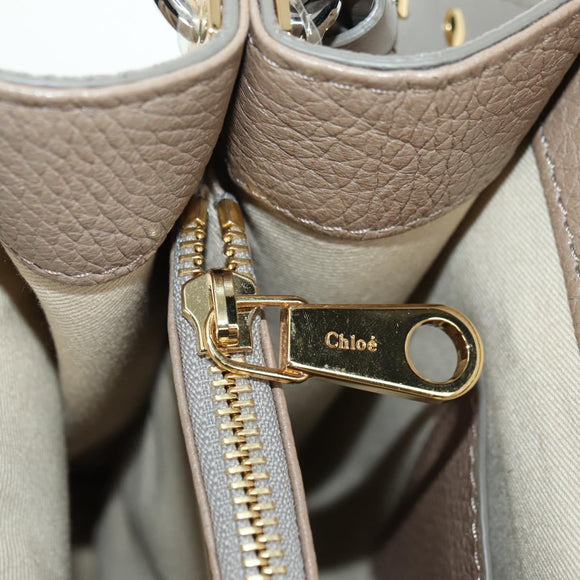 Chloe Abbey Hand Bag Leather 2way Beige Gold Silver Auth yk20329A
