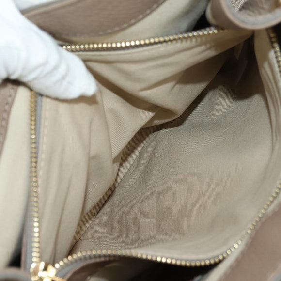 Chloe Abbey Hand Bag Leather 2way Beige Gold Silver Auth yk20329A