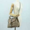 Chloe Abbey Hand Bag Leather 2way Beige Gold Silver Auth yk20329A-25