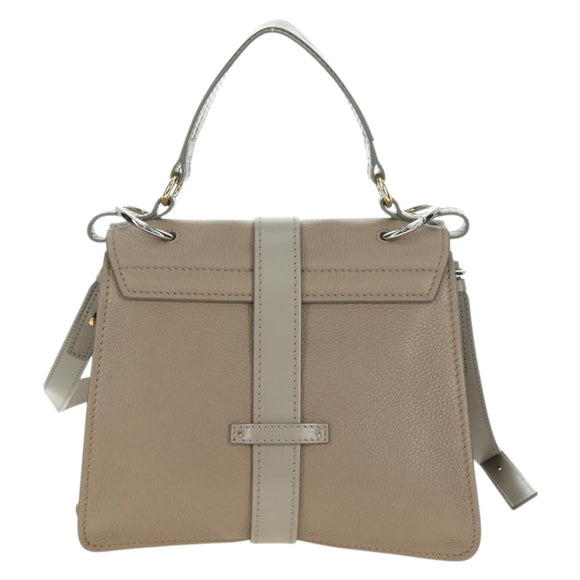Chloe Abbey Hand Bag Leather 2way Beige Gold Silver Auth yk20329A