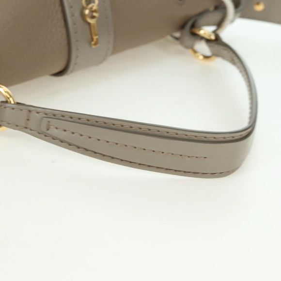 Chloe Abbey Hand Bag Leather 2way Beige Gold Silver Auth yk20329A